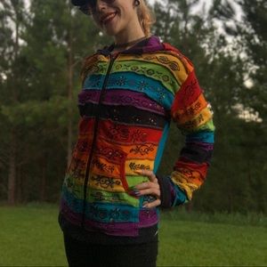 Hand Painted Pride Zip Up Hoodie